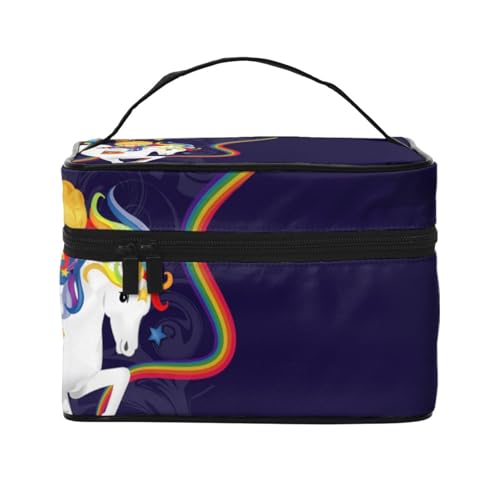 Tanzen mit Libellen Reise-Make-up-Tasche, tragbare Kosmetiktasche für Frauen Mädchen – stilvoll und geräumig, Rainbow Bright, Einheitsgröße von MKNAZ