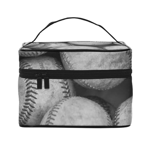 Tropische Palmblatt-Reise-Make-up-Tasche, tragbare Kosmetiktasche für Frauen und Mädchen – stilvoll und geräumig, Cool Grey Baseball, Einheitsgröße von MKNAZ