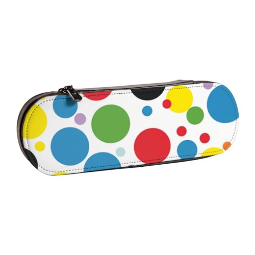 Twister Federmäppchen aus Leder mit Punktemuster, für Mädchen und Jungen, niedliches Federmäppchen für Stifte, Make-up-Tasche für Reisen, Schule, Büro, Uni, Schwarz , Einheitsgröße, Schulranzen von MKNAZ