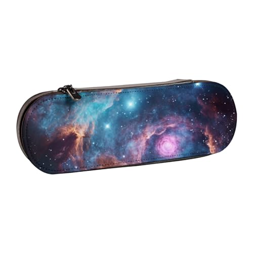 Universum Galaxy Space bedrucktes Hartschalen-Federmäppchen aus Leder für Mädchen und Jungen, niedliches Federmäppchen für Stifte, Make-up-Tasche für Reisen, Schule, Büro, Uni, Schwarz , von MKNAZ