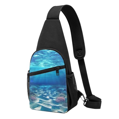 Unterwasser-Schultertasche mit Meeresblick-Druck, leicht, Crossbody-Rucksack, verstellbare Schultertasche, Brusttasche, für Herren, Damen, Kinder, Schwarz , Einheitsgröße, Wanderrucksack Unterwasser-Schultertasche mit Meeresblick-Druck, leicht, Crossbody-Rucksack, verstellbare Schultertasche, Brusttasche, für Herren, Damen, Kinder, Schwarz , Einheitsgröße, Wanderrucksack von MKNAZ