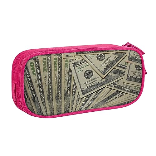 Us Dollar Money Federmäppchen für Mädchen und Jungen, große Kapazität, doppellagige Stifttasche und Make-up-Tasche für Studenten, Künstler, Schule, Büro, Universität, rose, Einheitsgröße, Schulranzen von MKNAZ