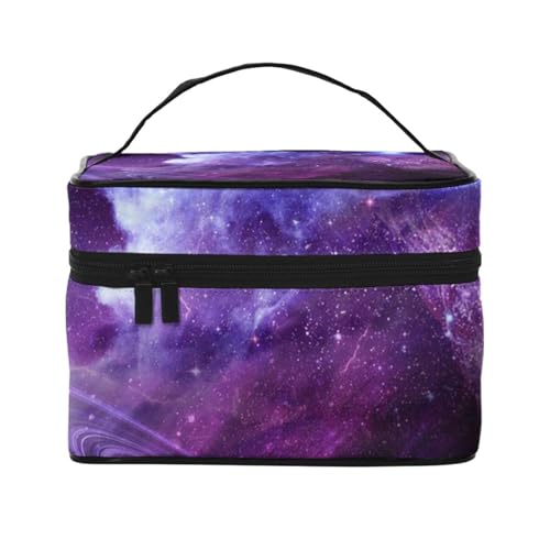 Weihnachten Schneemann Reise Make-up Tasche, tragbare Kosmetiktasche für Frauen Mädchen - stilvoll und geräumig, Galaxy Sky, Einheitsgröße von MKNAZ