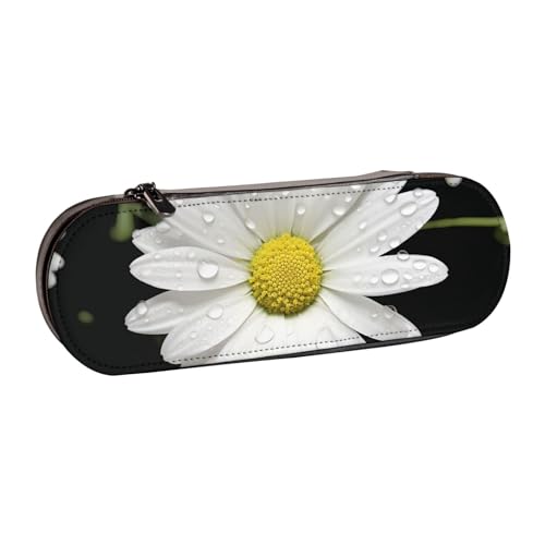 Weißes bedrucktes Hartschalen-Federmäppchen aus Leder für Mädchen und Jungen, niedliches Federmäppchen, Make-up-Tasche für Reisen, Schule, Büro, Universität, Schwarz , Einheitsgröße, Schulranzen von MKNAZ