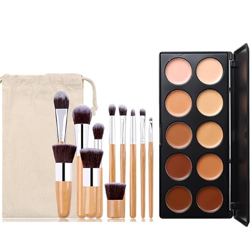 Contouring Palette, MKNZOME 0 Farben Concealer Palette mit Make Up Pinselsets Color Corrector Concealer Makeup Palette Schminke Geschenk für Frauen und Mädchen von MKNZOME