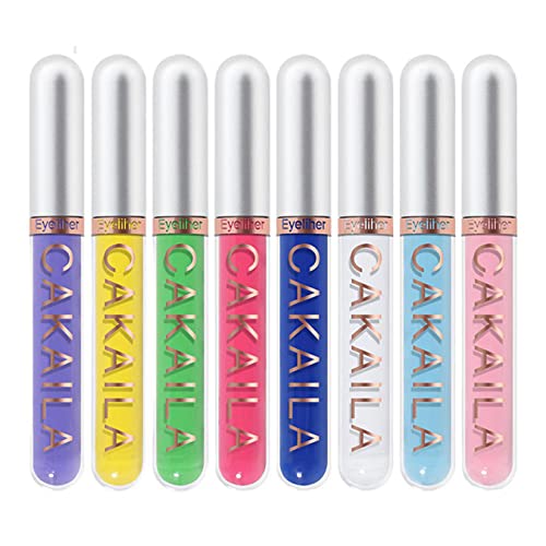 MKNZOME Matte Eyeliner Bunt, 8 Farben Flüssig Wasserfest Make Up Set Langlebiger Eyeliner Multifunktionale für Cosplay, Täglichen Gebrauch, Halloween, Weihnachten Party Make-up von MKNZOME