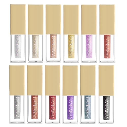 Flüssiger Lidschatten, MKNZOME 12 Farben Schminke Glitzer Lidschatten Liquid Eyeshadow Langlebiges Wasserdichtes Augen Make-up für Geburtstag Weihnachten Halloween Party oder Täglich von MKNZOME