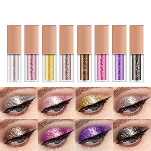 Flüssiger Lidschatten, MKNZOME 6 Farben Schminke Glitzer Lidschatten Liquid Eyeshadow Langlebiges Wasserdichtes Augen Make-up für Geburtstag Weihnachten Halloween Party oder Täglich von MKNZOME