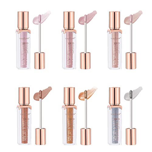 Flüssiger Lidschatten, MKNZOME 6 Farben Schminke Glitzer Lidschatten Liquid Eyeshadow Langlebiges Wasserdichtes Augen Make-up für Geburtstag Weihnachten Halloween Party oder Täglich von MKNZOME