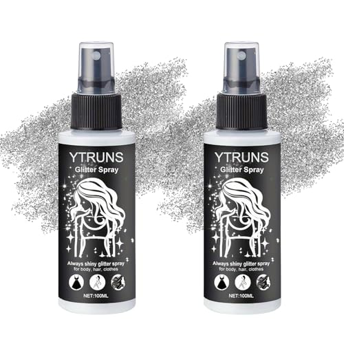 Glitter Spray, MKNZOME 2 Stück Glitzer Spray Haare und Körper Glitzerspray Langlebiges Body Glitter Make-up Geschenk für Frauen Mädchen Gesicht Haare Körper Kleidung Nagelkunst Handwerk von MKNZOME