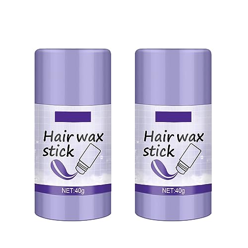 Haarwachs Stick, MKNZOME 2Stk Hair Wax Stick Professionelles Haarwachs Männer Styling Haar Pomade Stick mit festem Halt für Perücken, Haarsträhnen, Frizz, Babyhaar, 40g*2 von MKNZOME