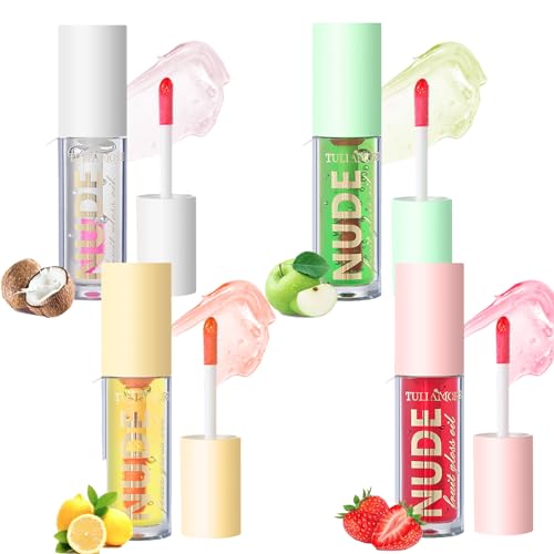 Lip Glow Oil, MKNZOME 6 Stück Hydrating Lip Oil Glossy Lip Gloss Lippenöl Nicht Klebriges Lippe Glühöl Makeup Geschenke für Lippenpflege und Langanhaltend Pflegende Lippen von MKNZOME