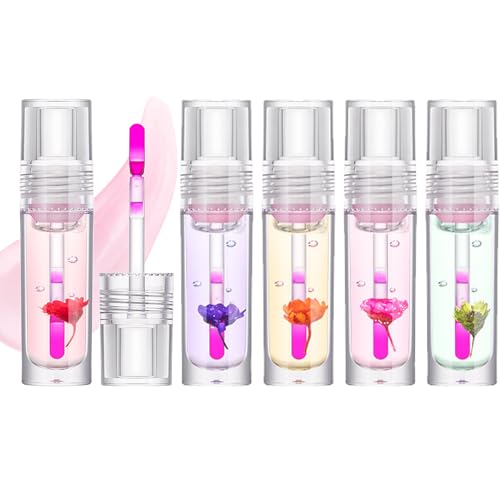 Lip Glow Oil, MKNZOME 6 Stück Hydrating Lip Oil Glossy Lip Gloss Lippenöl Nicht Klebriges Lippe Glühöl Makeup Geschenke für Lippenpflege und Langanhaltend Pflegende Lippen von MKNZOME