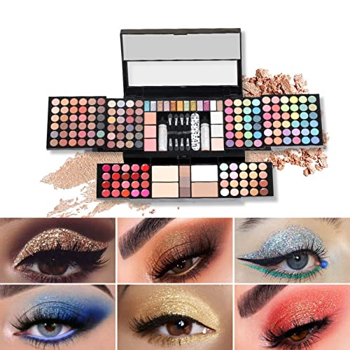 MKNZOME 120 Farben Lidschatten Palette, Schminkkoffer Mädchen Eyeshadow Palette Make-up Paletten Lidschatten Palette Glitzer Makeup Palette, Buntes Pulver Langlebiger Lidschatten von MKNZOME