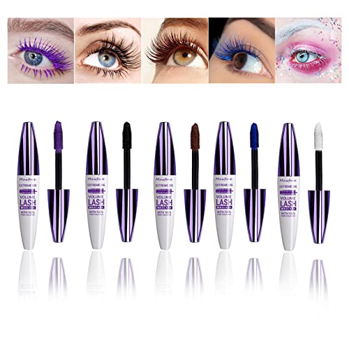 MKNZOME 5 Farbe Mascara Set, 5D Faser Wimperntusche, Wasserfeste langlebige Volumizing Curling Verlängerung, falschem Wimperneffekt für charmante Augen Make-up, Bunte Mascara Geschenk Set für Frauen#1 von MKNZOME