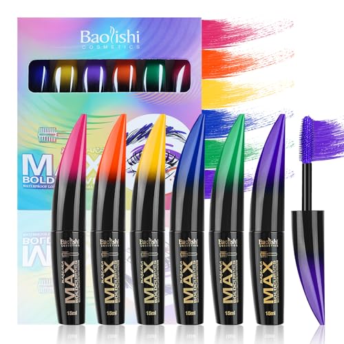MKNZOME 6 Farbe Mascara Set, 3D Faser Wimperntusche, Wasserfeste langlebige Volumizing Curling Verlängerung, falschem Wimperneffekt für charmante Augen Make-up, Bunte Mascara Geschenk Set für Frauen#1 von MKNZOME