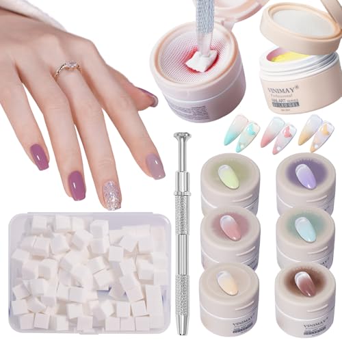 MKNZOME 6 Farben Solid Nagellack, 8ml Nail Polish 100 Stück Nail Art Schwamm mit Metallgreifer, Blau Lila Rot Rosa Braun Ombre Gel Nägel Set Nail Art Nagel Deko für DIY Nageldesign, C MKNZOME 6 Farben Solid Nagellack, 8ml Nail Polish 100 Stück Nail Art Schwamm mit Metallgreifer, Blau Lila Rot Rosa Braun Ombre Gel Nägel Set Nail Art Nagel Deko für DIY Nageldesign, C von MKNZOME
