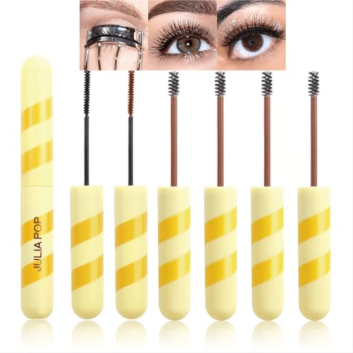 MKNZOME 6 Farben Wimperntusche Bunte Farben, Bunte Mascara Blau Grün Wasserfest Mascara Schwungfixierend, Verlängernd, Volumenverstärkend, 2 Bürsten, 6 x 6ml von MKNZOME