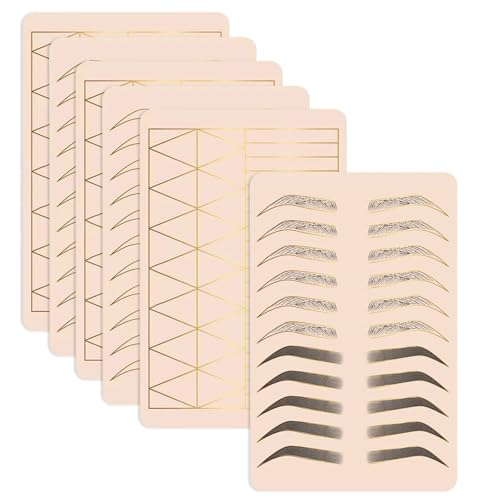 MKNZOME 6 Stück Augenbrauen und Lippen Tattoo Haut Microblading Praxis Silikon Doppelseitig Augenbrauen 3D Makeup Augenbrauen und Lippen Übungshaut Set für Tattoo-Anfänger und erfahrene Künstler von MKNZOME