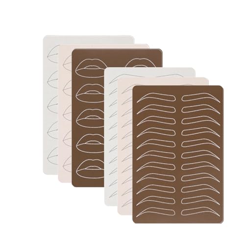 MKNZOME 6 Stück Augenbrauen und Lippen Tattoo Haut Microblading Praxis Silikon Doppelseitig Augenbrauen 3D Makeup Augenbrauen und Lippen Übungshaut Set für Tattoo-Anfänger und erfahrene Künstler von MKNZOME