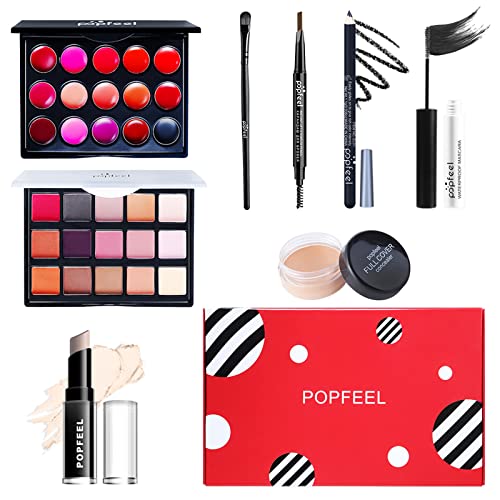 MKNZOME 8St Schminkkasten Make-Up Set, Professionelles Reisen Schmink Set mit Lidschatten Lippengloss Mascara Concealer Usw, Multifunktions Kosmetik Produkte Set für Teenager-Mädchen Frauen von MKNZOME