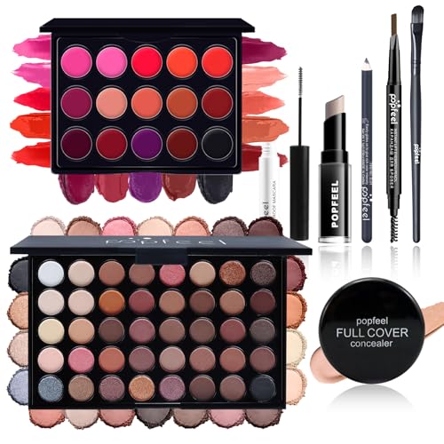 MKNZOME 9-teilig Makeup Set, Professional Makeup und Kosmetik Mit Lidschatten Palette, Lip Gloss, Eyeliner, Pinsel, Schminkset Frauen für Einen Perfekten Augen-Look von MKNZOME