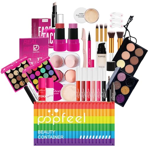 MKNZOME All in One Make Up Set, Komplettset Schmink Kit für Frauen Mädchen, mit Foundation, Lidschatten Palette, Eyeliner, Mascara, Lippenstift, Concealer etc, Kosmetik-Starterset mit Aufbewahrungsbox von MKNZOME