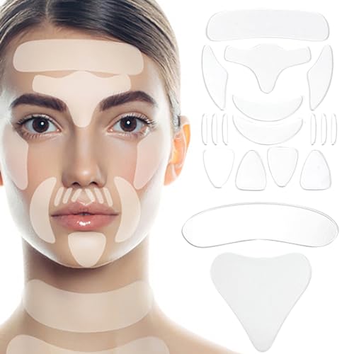 MKNZOME Anti Falten Pflaster, 18Pcs Silikon Faltenpflaster Hautlifting Pad Wiederverwendbare zur Reduzierung Hautfalten, Gesichts Patch zum Glätten und Befeuchten von Augen Stirn Mund Kinn Hals Brust von MKNZOME