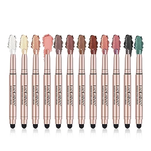 MKNZOME Professionelles Makeup Augenstift Set, 12 Farben Wasserdicht Matte Lidschatten Stift Set Eyeshadow Stick Langanhaltend Augen Schminke Geschenk für Frauen Mädchen von MKNZOME