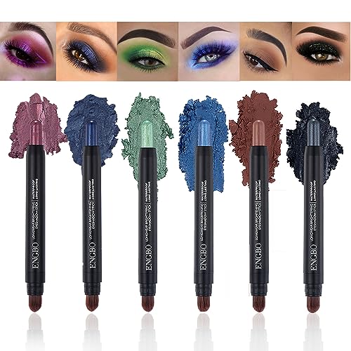 MKNZOME Professionelles Makeup Augenstift Set, 12 Farben Wasserdicht Matte Lidschatten Stift Set mit Anspitzer Metallic Eyeshadow Stick Langanhaltend Augen Schminke Geschenk für Frauen Mädchen von MKNZOME