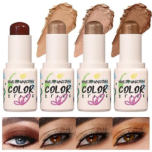 MKNZOME Professionelles Makeup Augenstift Set,4 Farben Wasserdicht Matte Lidschatten Stift Set Eyeshadow Stick Langanhaltend Augen Schminke Geschenk für Frauen Mädchen von MKNZOME