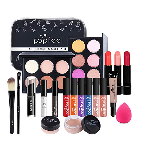 Professionelles Make-up Sets, MKNZOME 20St Schminke Starter Kit mit Schminktasche Tragbare Reise Makeup Paletten Kosmetik Lidschatten Lipgloss Geburtstags Weihnachten Geschenkset von MKNZOME