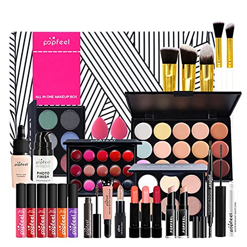 Professionelles Make-up Sets, MKNZOME 26St Schminke Starter Kit mit Schminktasche Tragbare Reise Makeup Paletten Kosmetik Lidschatten Lipgloss Geburtstags Weihnachten Geschenkset von MKNZOME