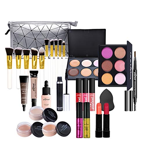 MKNZOME 28-teiliges Make-up-Set für Damen, professionell, mit Make-up-Tasche, Make-up-Paletten, Lidschatten, Lipgloss, Geschenkset für Geburtstag, Weihnachten von MKNZOME
