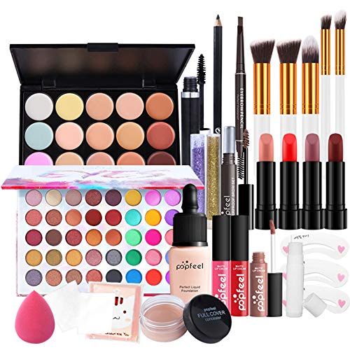 Professionelles Make-up Sets, MKNZOME 26St Schminke Starter Kit mit Schminktasche Tragbare Reise Makeup Paletten Kosmetik Lidschatten Lipgloss Geburtstags Weihnachten Geschenkset von MKNZOME