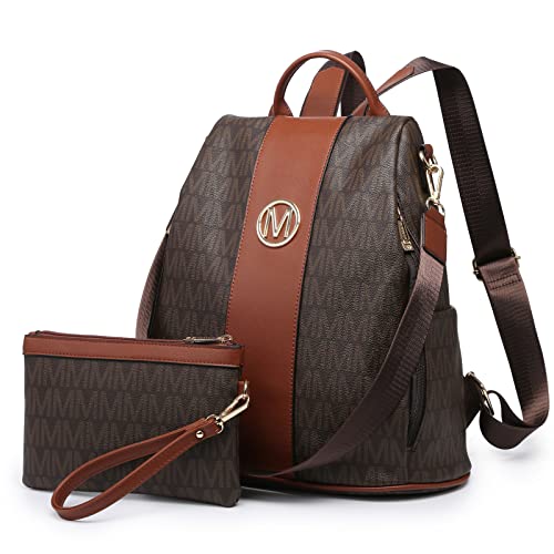 MKP Damen Fashion Rucksack börse Multi Taschen Signature Anti-Diebstahl Rucksack Reise Schule Schultertasche Handtasche mit Handgelenk von MKP COLLECTION