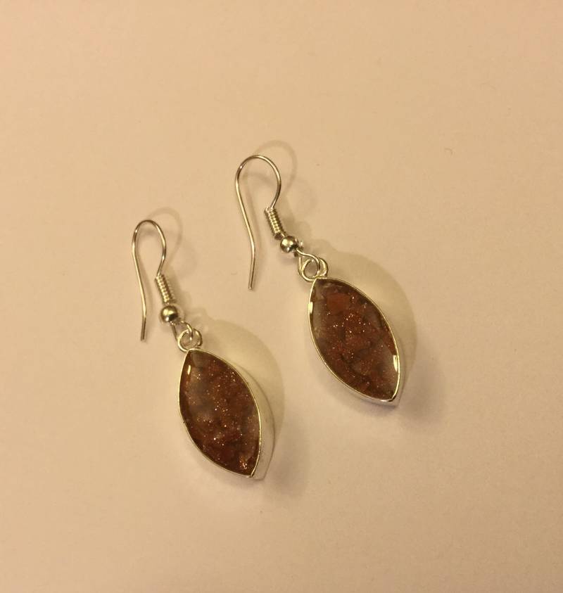 Braune Goldstein Ohrringe, Sandstein Glitzer Ohrringe von MKcreationsCrafts