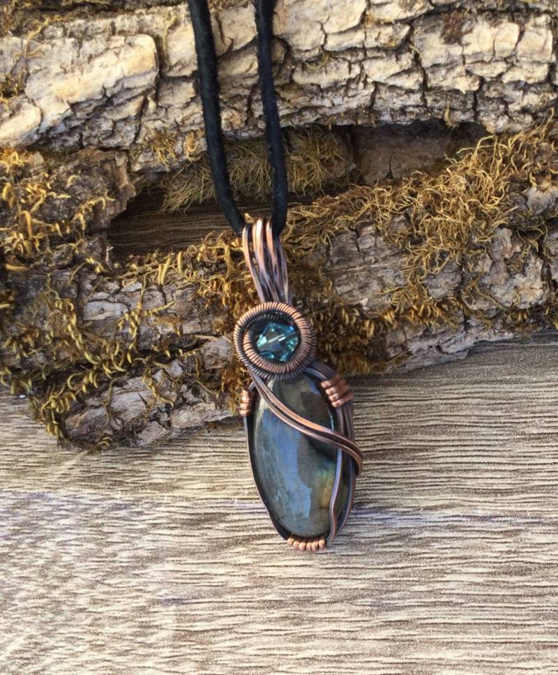 Labradorit Wire Wrap Anhänger, Edelstein Halskette, Kristall Heilstein Anhänger von MKcreationsCrafts
