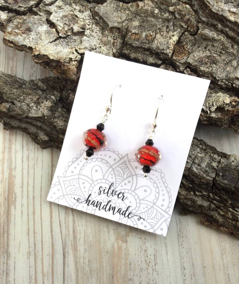 Rote Ohrringe, Stein Ohrringe Aus Muranoglas von MKcreationsCrafts