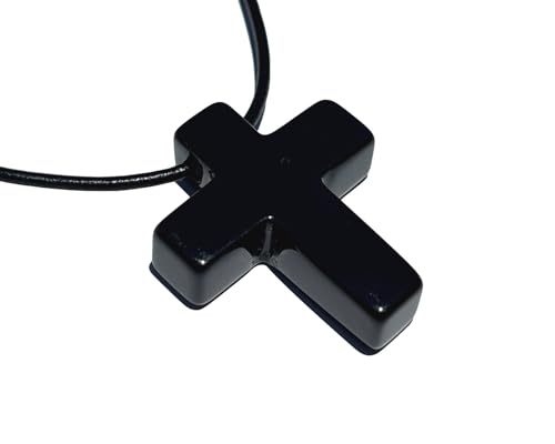 MKöpke schwarzer Obsidian Anhänger - poliertes Obsidian Kreuz Schutzstein Schmuckanhänger mit Band MKöpke schwarzer Obsidian Anhänger - poliertes Obsidian Kreuz Schutzstein Schmuckanhänger mit Band von MKöpke