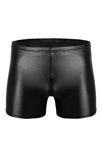 Herren Wetlook Hotpant Schritt-RV sehr Kurze Sporthose glänzend Stretch Shiny 80% Polyamid 20% Elasthan, M, Royalblau von ML-Sport24