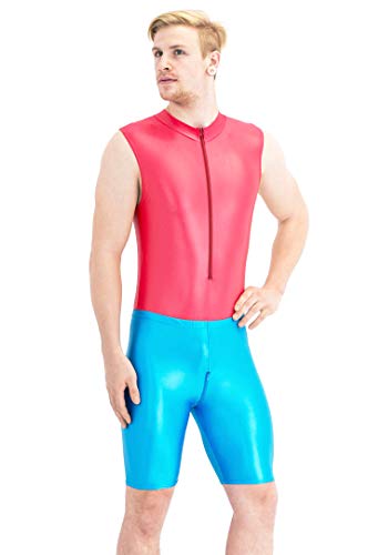 Herren Wetlook Radler Schritt-RV Kurze Sporthose glänzend Stretch Shiny 80% Polyamid 20% Elasthan, S, Schwarz von ML-Sport24