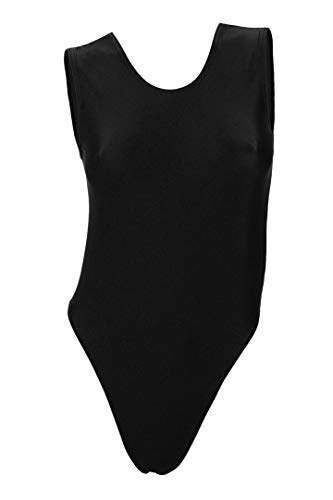 ML-Sport24 Damen Stringbody ohne Ärmel Rundhalsausschnitt Leotard stretch shiny 80% Polyamid 20% Elasthan, XL, Pink von ML-Sport24