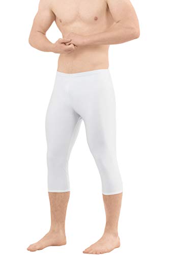 ML-Sport24 Herren Caprihose, 3/4 Lange Leggings glänzend Stretch Shiny 80% Polyamid 20% Elasthan, L, Anthrazit von ML-Sport24
