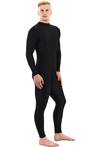 ML-Sport24 Herren Ganzanzug lange Ärmel lange Beine Kragen Frontreißverschluss Jumpsuit Catsuit Overall 80% Polyamid 20% Elasthan, M, Haut von ML-Sport24