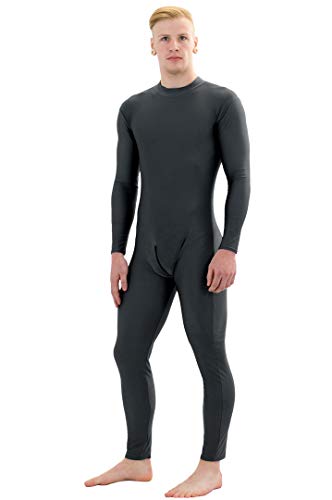 ML-Sport24 Herren Ganzanzug lange Ärmel lange Beine Kragen Rücken- und Schritt-RV Jumpsuit Catsuit Overall 80% Polyamid 20% Elasthan, L, Royalblau von ML-Sport24