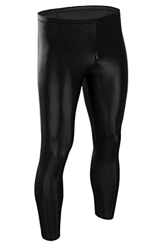 ML-Sport24 Herren Wetlook Leggings Schritt-RV glänzend Stretch Shiny 80% Polyamid 20% Elasthan, XL, Anthrazit von ML-Sport24