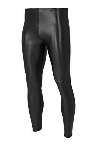 ML-Sport24 Herren Wetlook Leggings glänzend Stretch Shiny 80% Polyamid 20% Elasthan, M, Schwarz von ML-Sport24