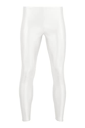 ML-Sport24 Herren Wetlook Leggings glänzend Stretch Shiny 80% Polyamid 20% Elasthan, M, Weiß von ML-Sport24