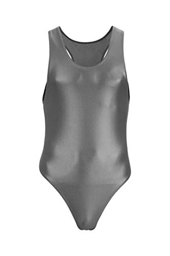 ML-Sport24 Wetlook Herren Stringbody ohne Ärmel Boxerrücken, glänzend, Stretch, 80% Polyamid 20% Elasthan XXL, Rot von ML-Sport24